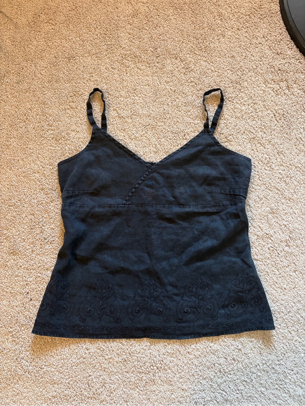 Old Navy Black V-Neck Embroidered Cami
